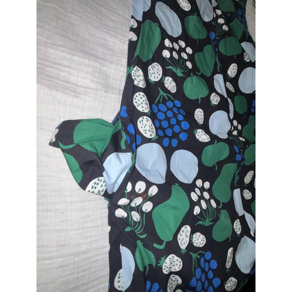 Marimekko x Uniqlo Fruit Print A Line blue Dress -Sleeveless -Pockets sz MED - Picture 7 of 8